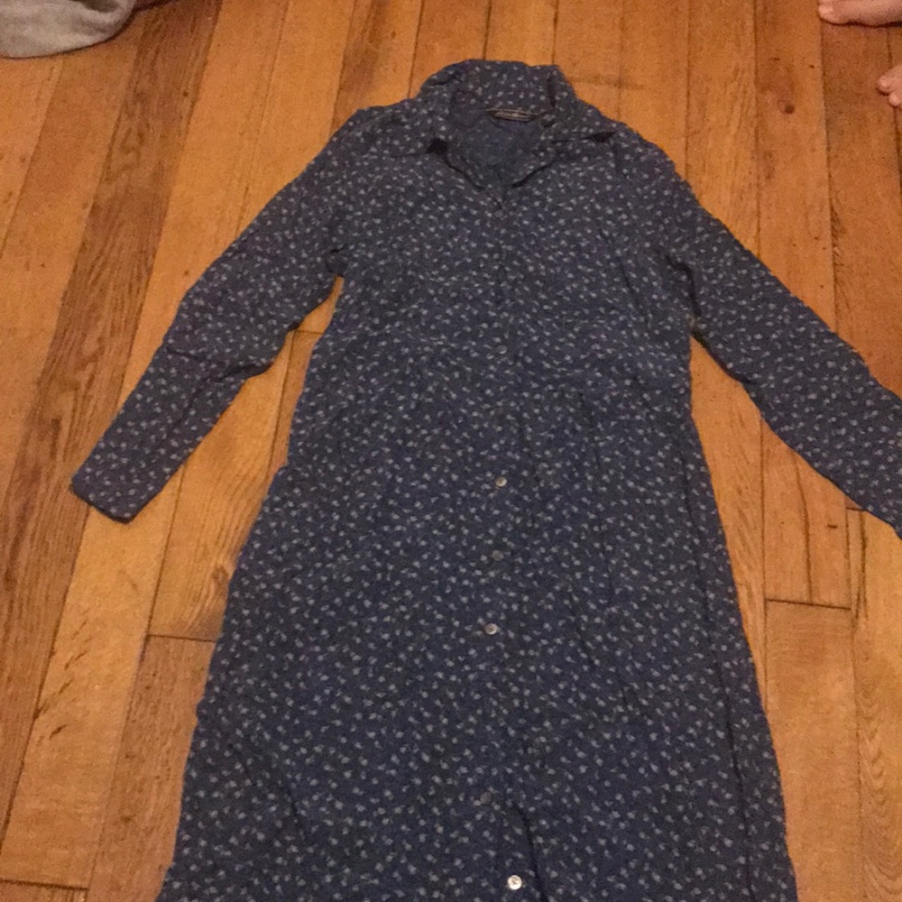 Blue dress with tan flowers Plus shipping